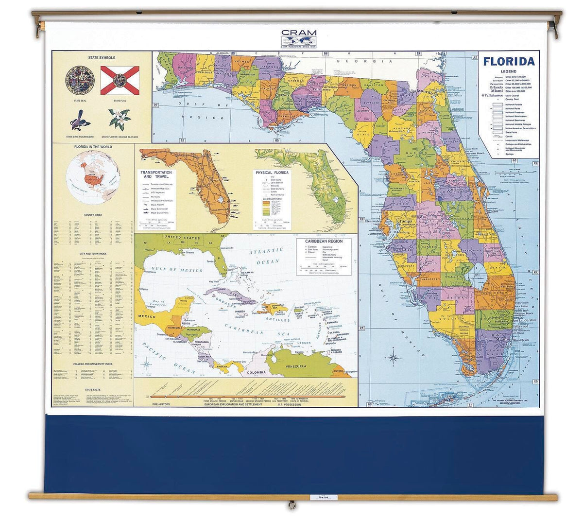 MAP - FLORIDA 64X50 ON ROLLER