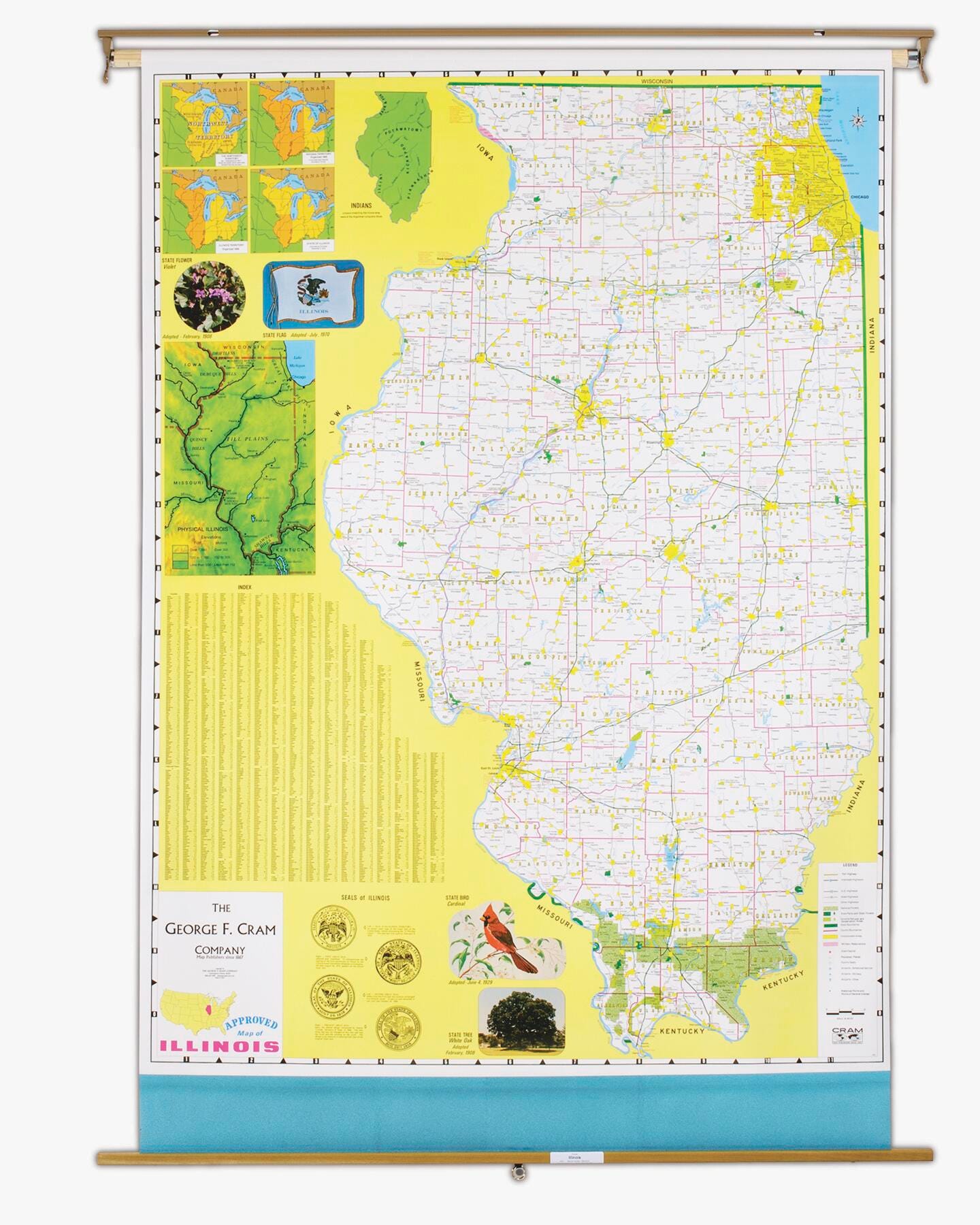 MAP ILLINOIS 51X68 ON ROLLER
