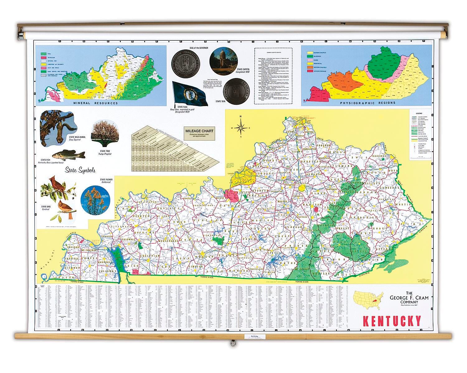 MAP KENTUCKY 68X50 ON ROLLER