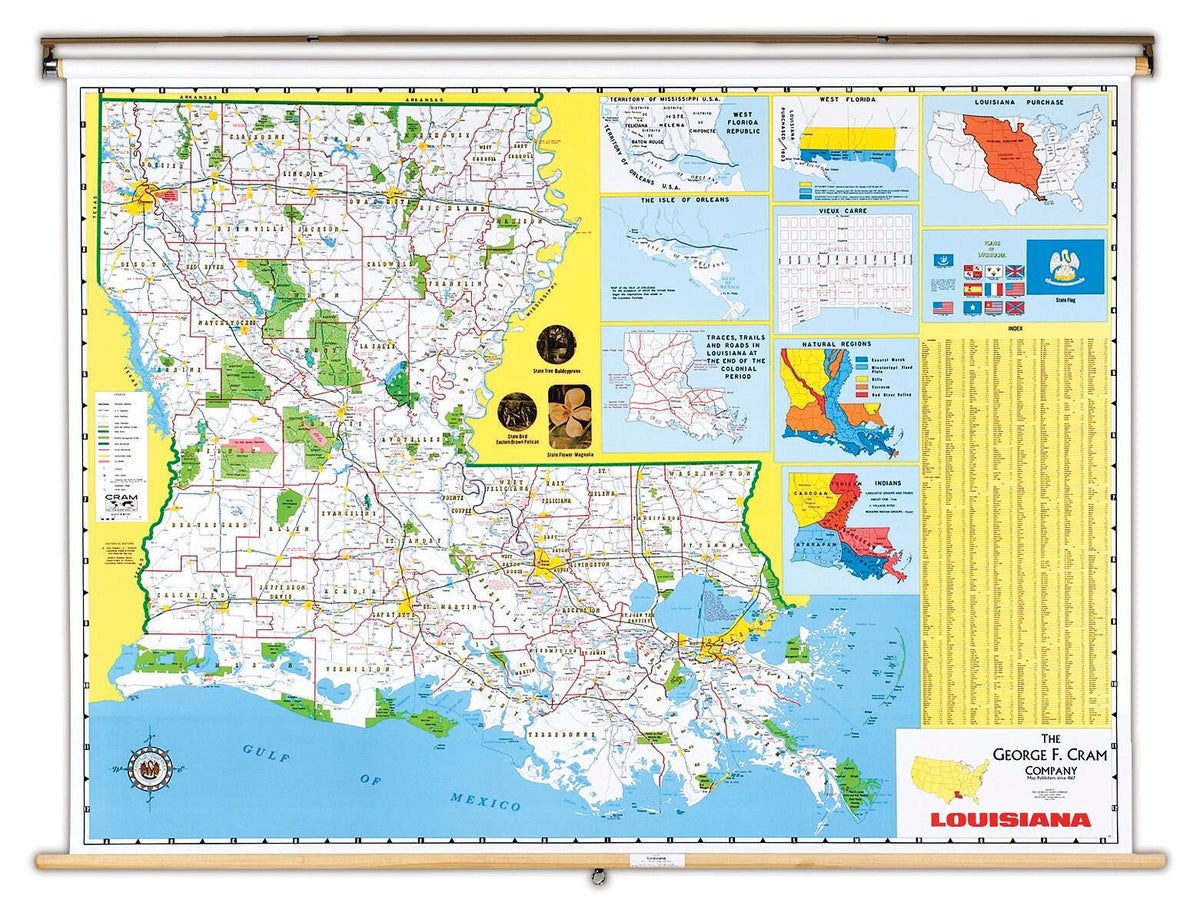 MAP LOUISIANA 64X50I ON ROLLER