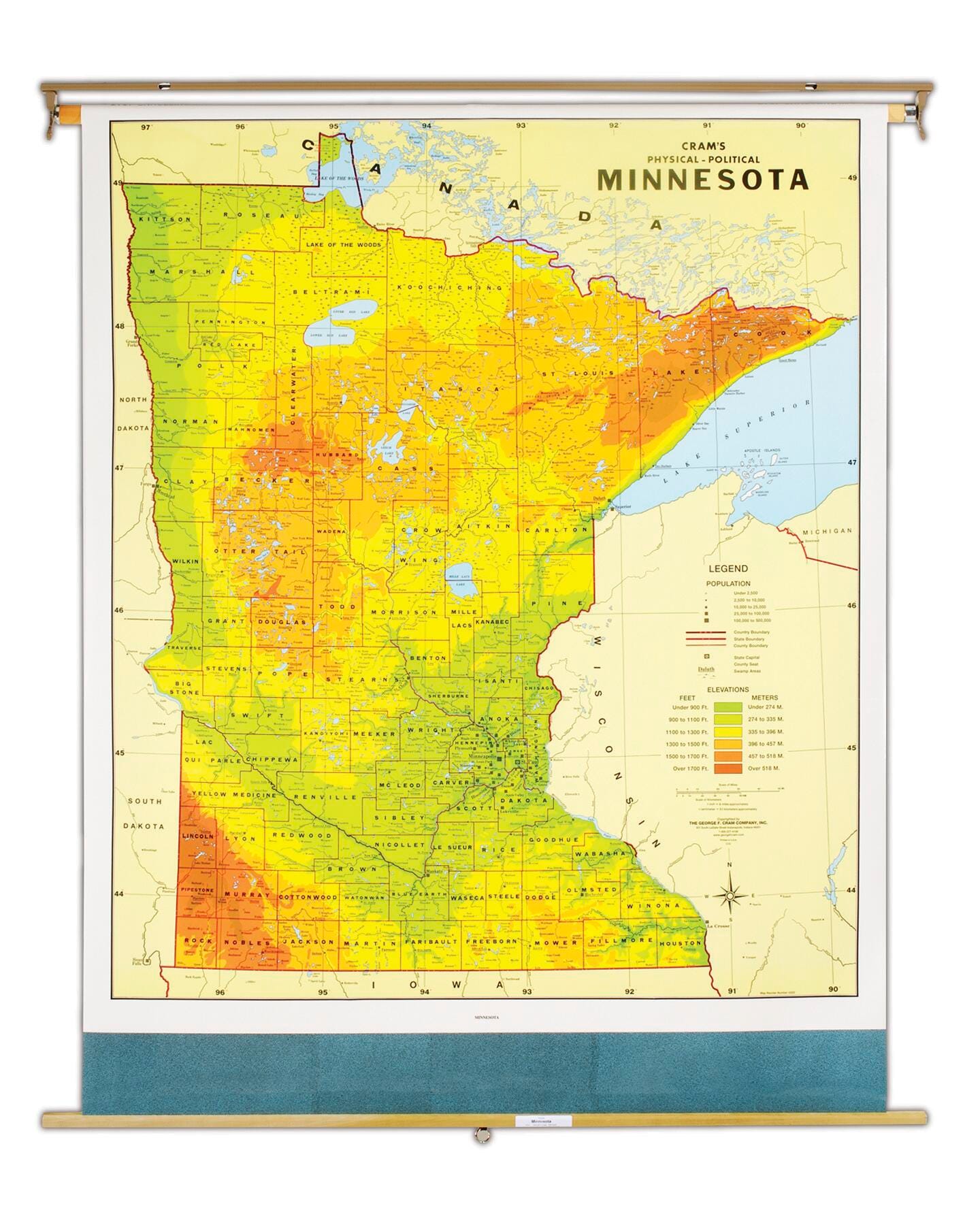 MAP MINNESOTA 51X68 ON ROLLER