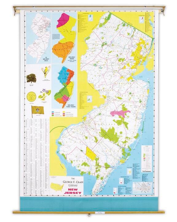 MAP NEW JERSEY 51X68 ON ROLLER