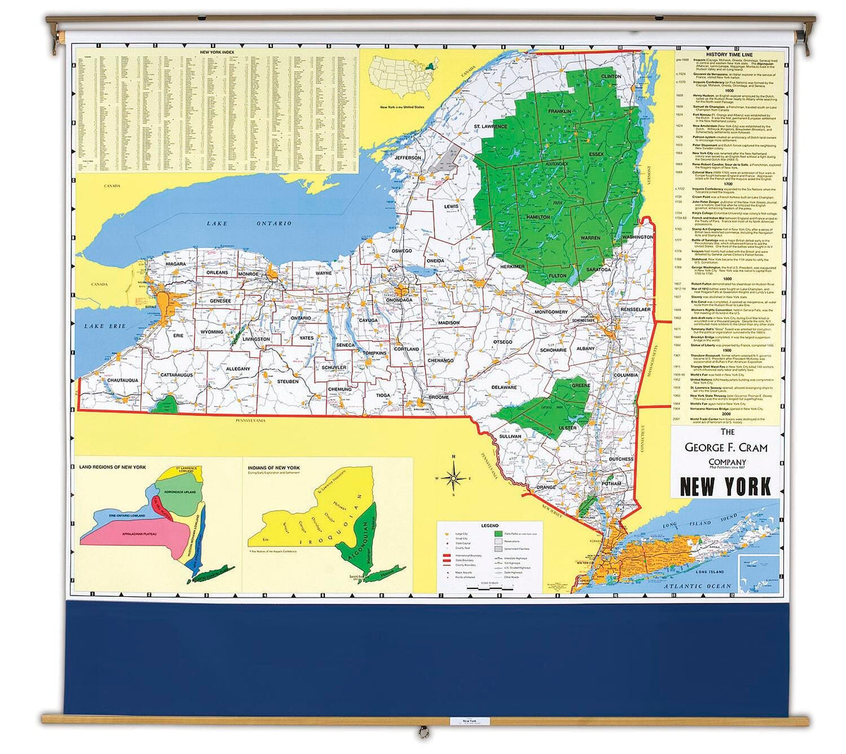 MAP - NEW YORK 64X50 ON ROLLER