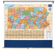 MAP - PENNSYLVANIA 64X50 ON ROLLER