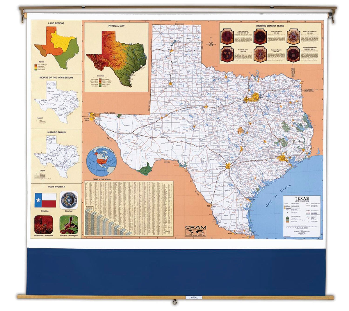 MAP TEXAS 64X50 ON ROLLER