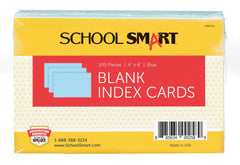 INDEX CARDS 4X6 UNRULED BLUE PACK OF 100 SCHOOL SMART