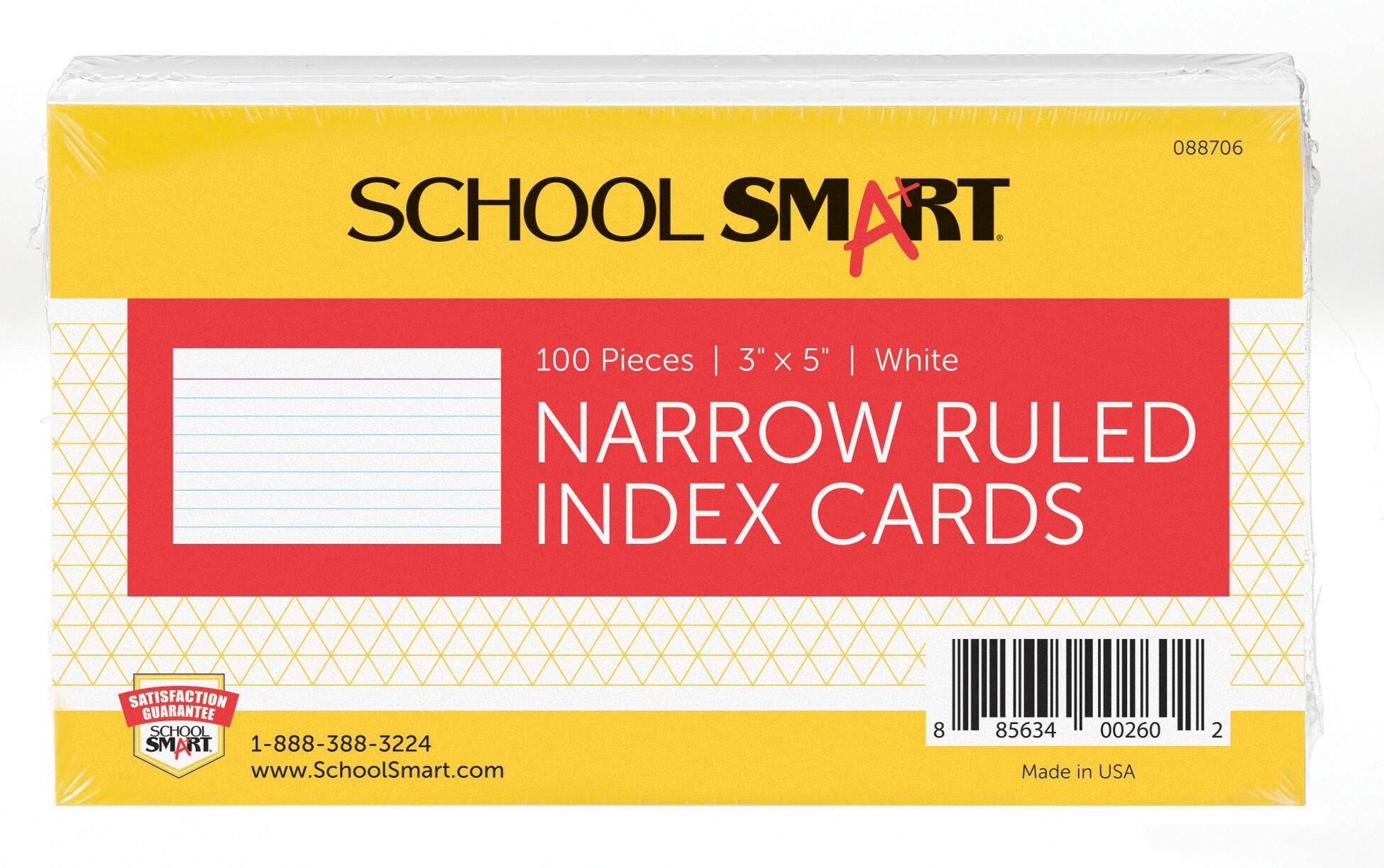INDEX CARDS 3X5 RULED WHITE PK OF 100 SCHOOL SMART