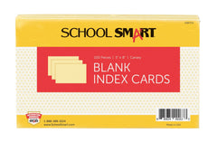 CARDS INDEX 5X8 UNRULED CANARY PACK OF 100 SCHOOL SMART