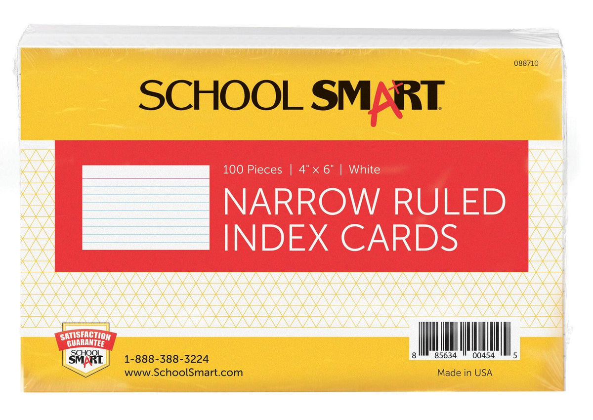CARDS INDEX 4X6 RULED WHITE PK OF 100 SCHOOL SMART