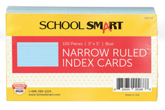 INDEX CARDS 3X5 RULED BLUE PK OF 100 SCHOOL SMART