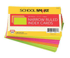 INDEX CARDS 3X5 RULED NEON PK OF 100 SCHOOL SMART