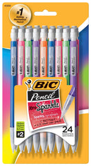 PENCIL MECHANICAL .7MM WITH SPARKLE BARRELS PACK OF 24