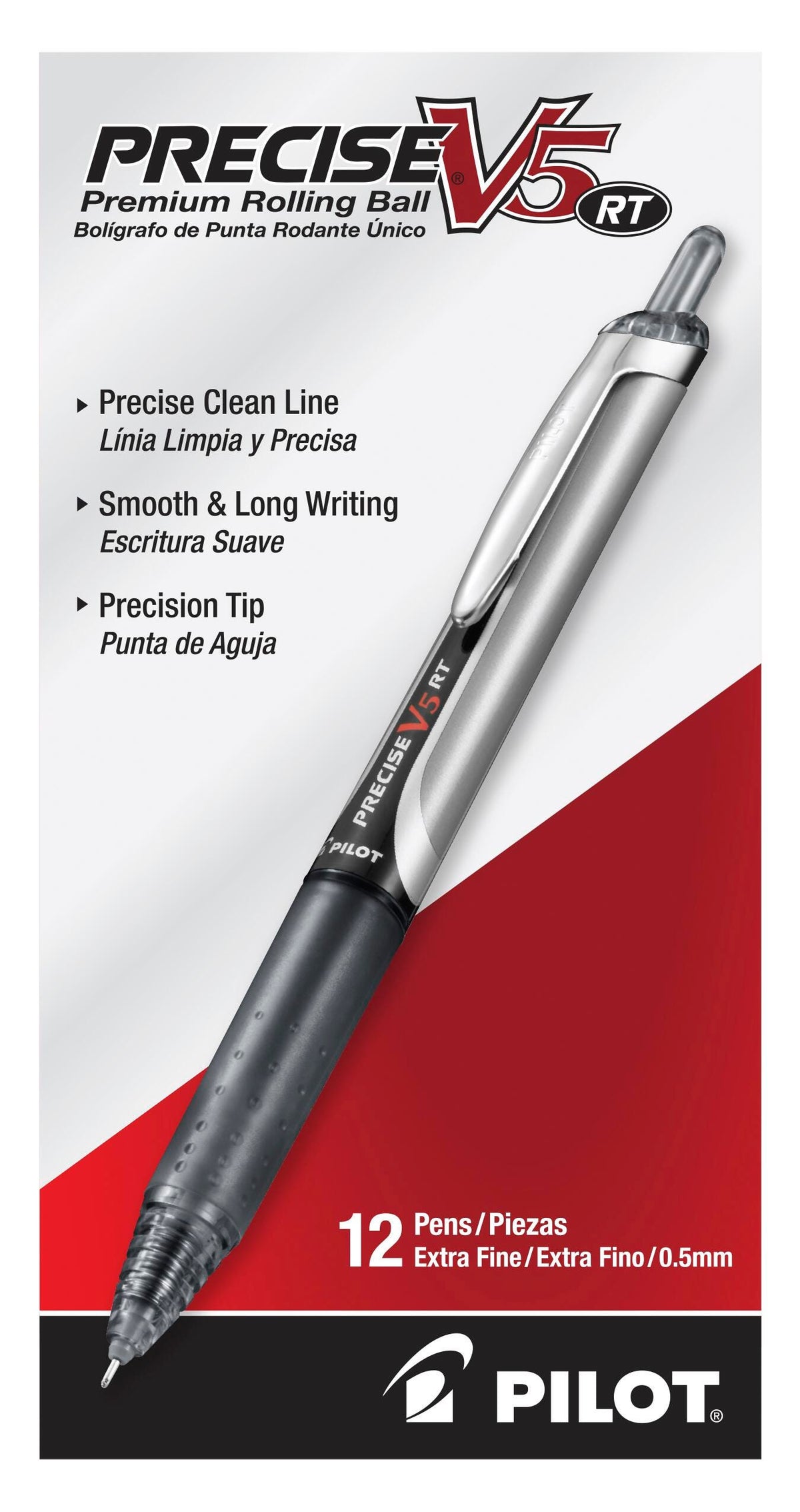 PEN PRECISE V5 RT ROLLERBALL BLACK PACK OF 12