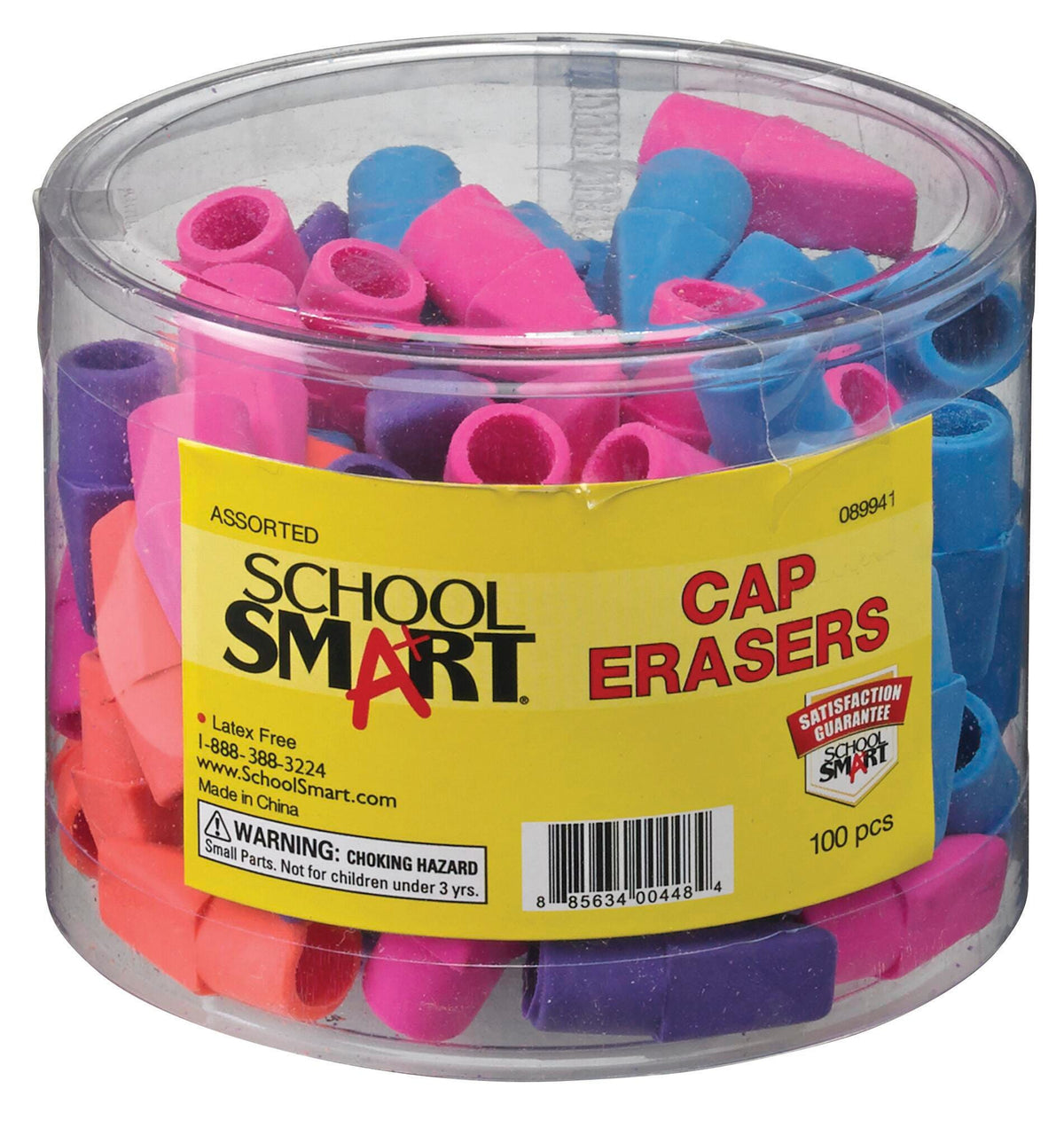 ERASERS CAP MULTICOLOR SET OF 100 - SCHOOL SMART