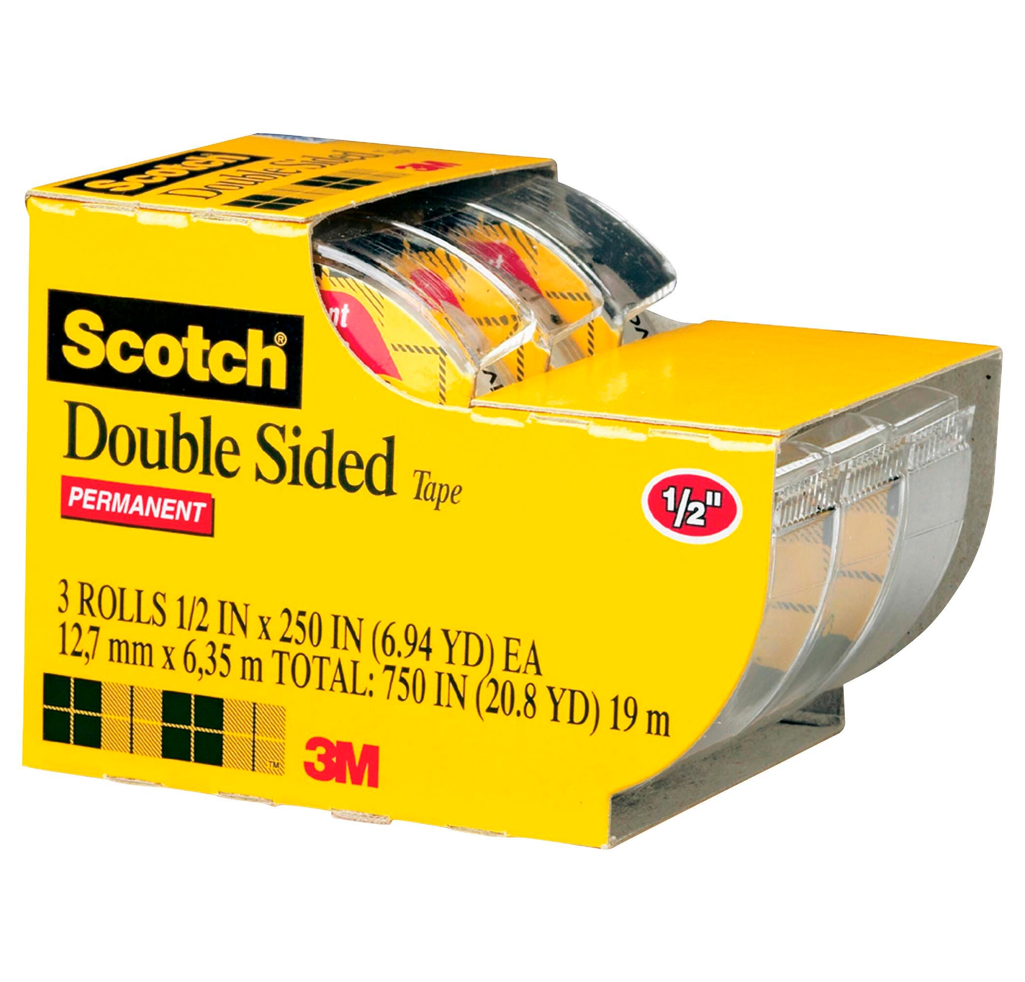 TAPE SCOTCH 665 DOUBLE-SIDED PERMANENT 0.50 IN X 250 IN CADDY PACK OF 3