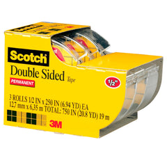 TAPE SCOTCH 665 DOUBLE-SIDED PERMANENT 0.50 IN X 250 IN CADDY PACK OF 3