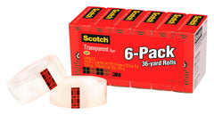TAPE SCOTCH 600 TRANSPARENT 0.75 IN X 1296 IN PACK OF 6