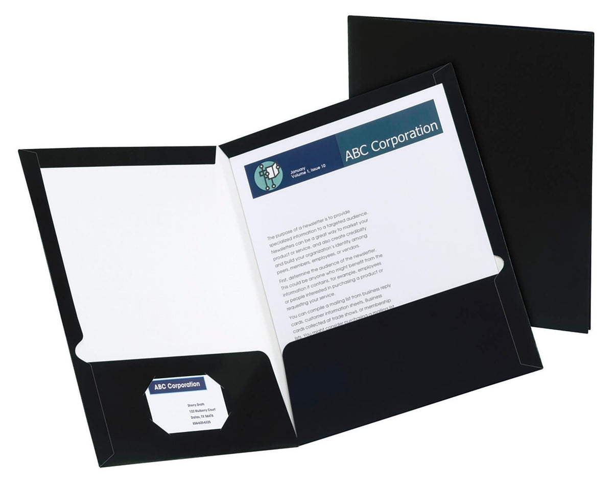 FOLDER 2-POCKET LAMINATED 100 SHT CAP BLACK PK OF 25 OXF51706EE