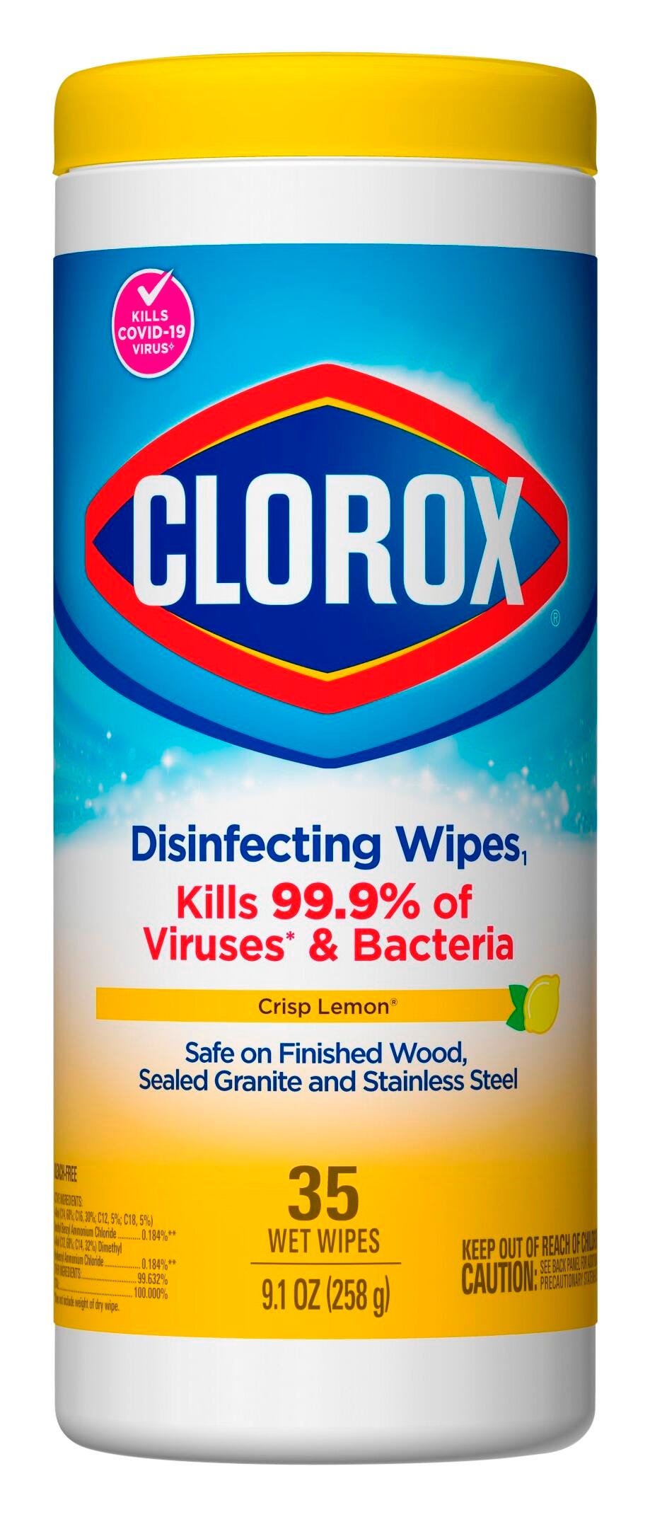 WIPES CLOROX DISINFECTING LEMON 35 CT CASE OF 12