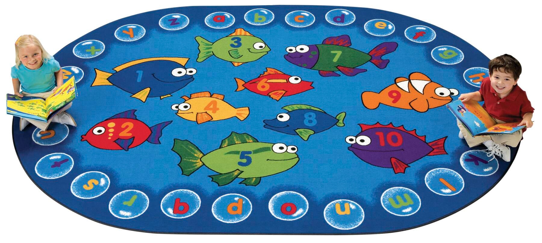 CARPETS FOR KIDS - PREMIUM FISHING FOR LITERACY - 3 FT 10 IN X 5 FT 5 IN OVAL