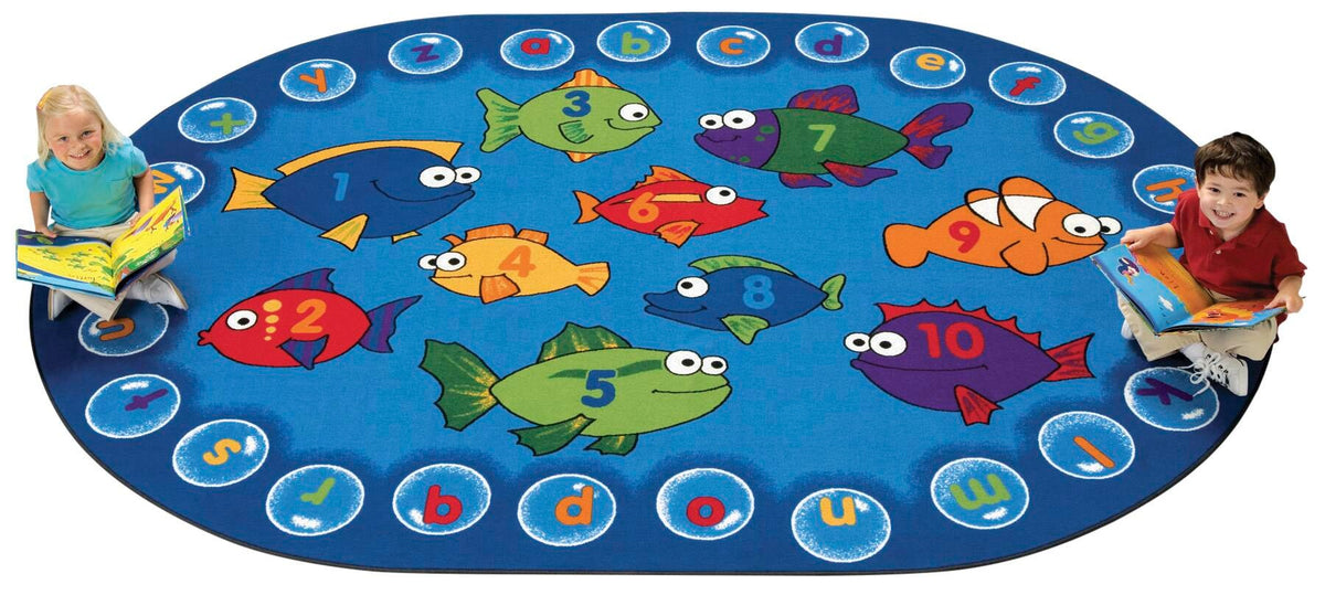 CARPETS FOR KIDS - PREMIUM FISHING FOR LITERACY - 3 FT 10 IN X 5 FT 5 IN OVAL