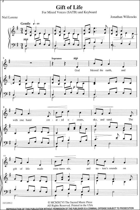 Willcocks Gift of Life SATB & keyboard
