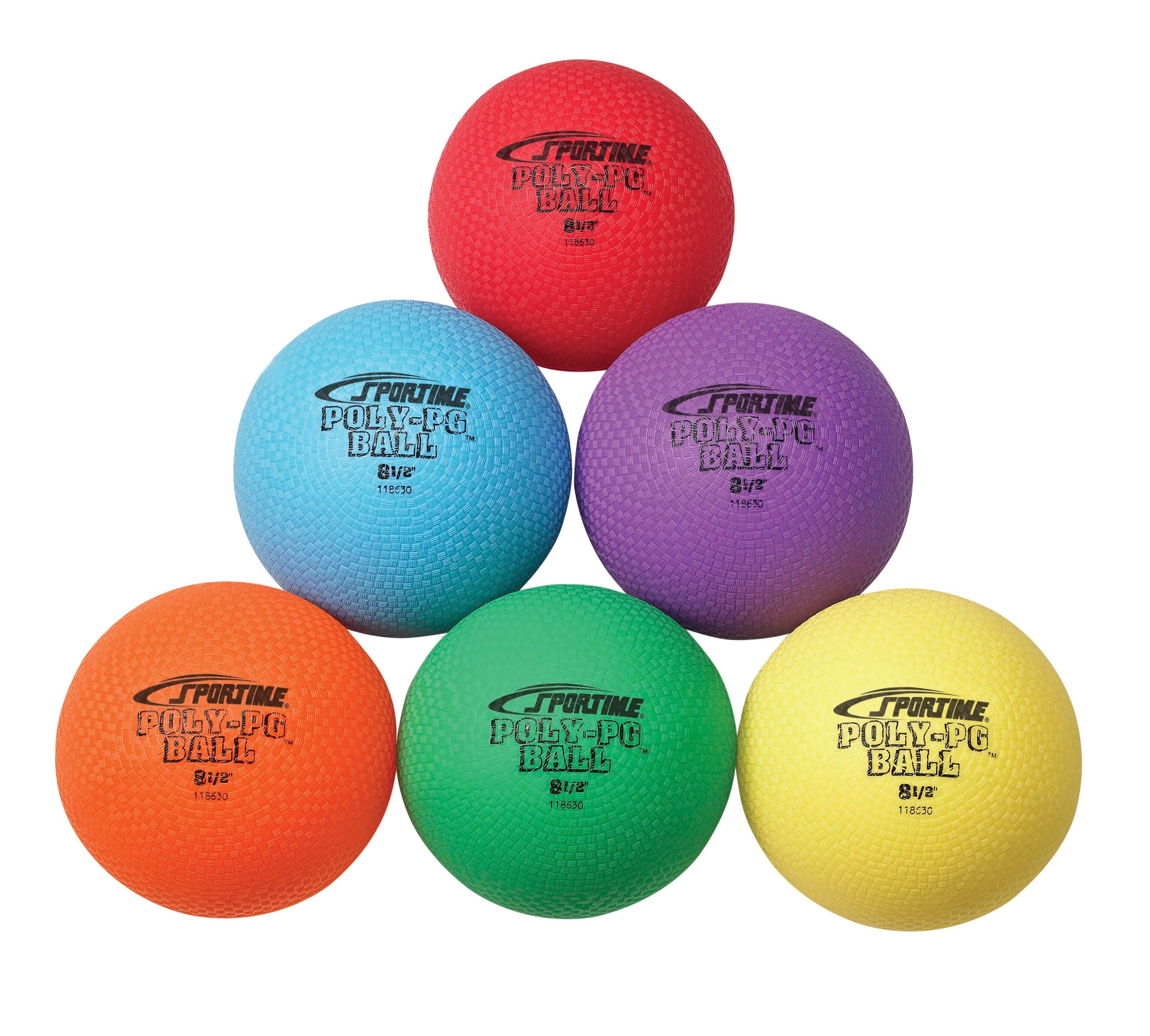 SPORTIME BALL POLY PG 8-1/2 INCH - ASST COLORS - SET OF 6