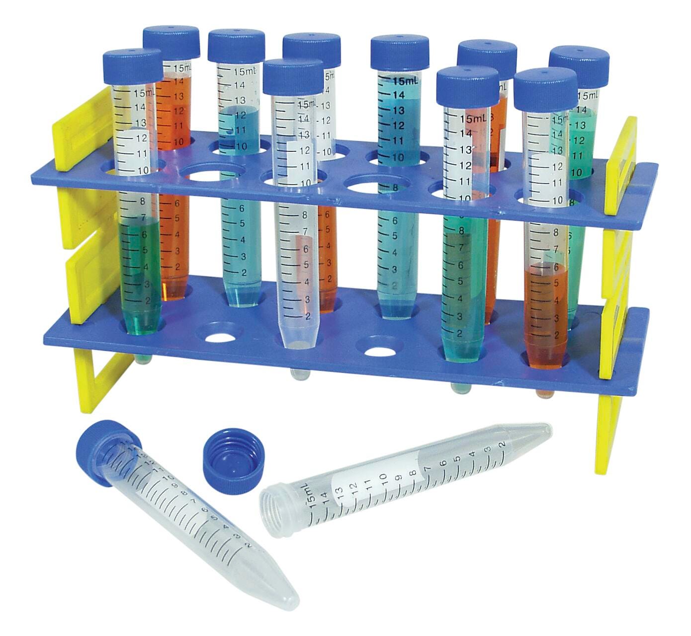 TEST TUBES PLASTIC WITH RACK