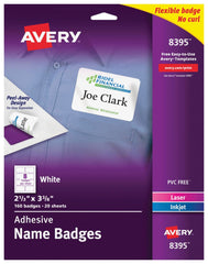 NAME BADGE ADHESIVE WHITE PK OF 160 AVE8395