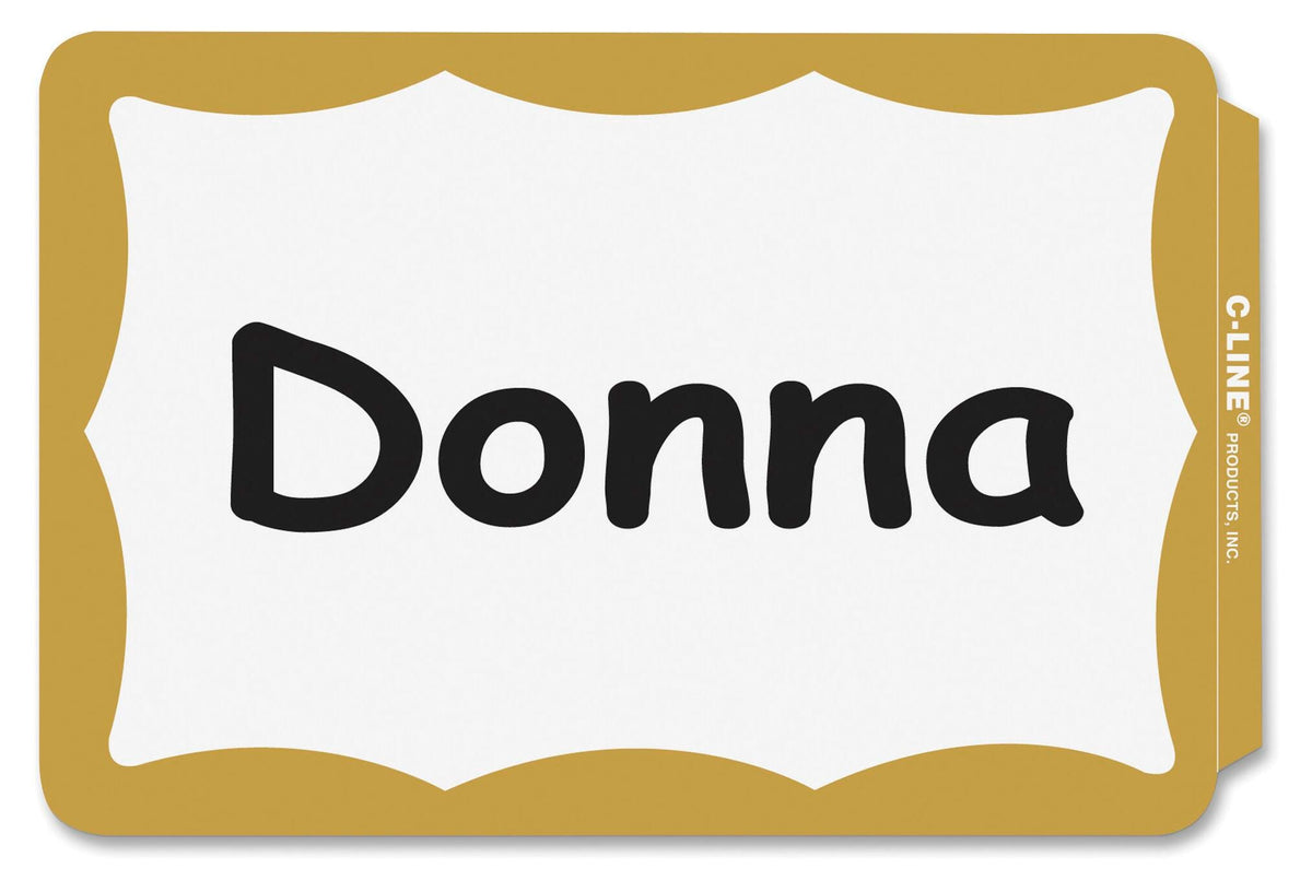 NAME BADGE ADHESIVE GOLD BORDER PK OF 100 CLI92266
