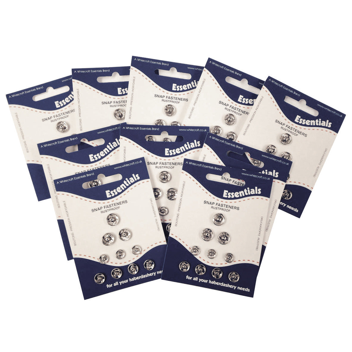 Press Studs 10 Cards 10 Asst Sizes