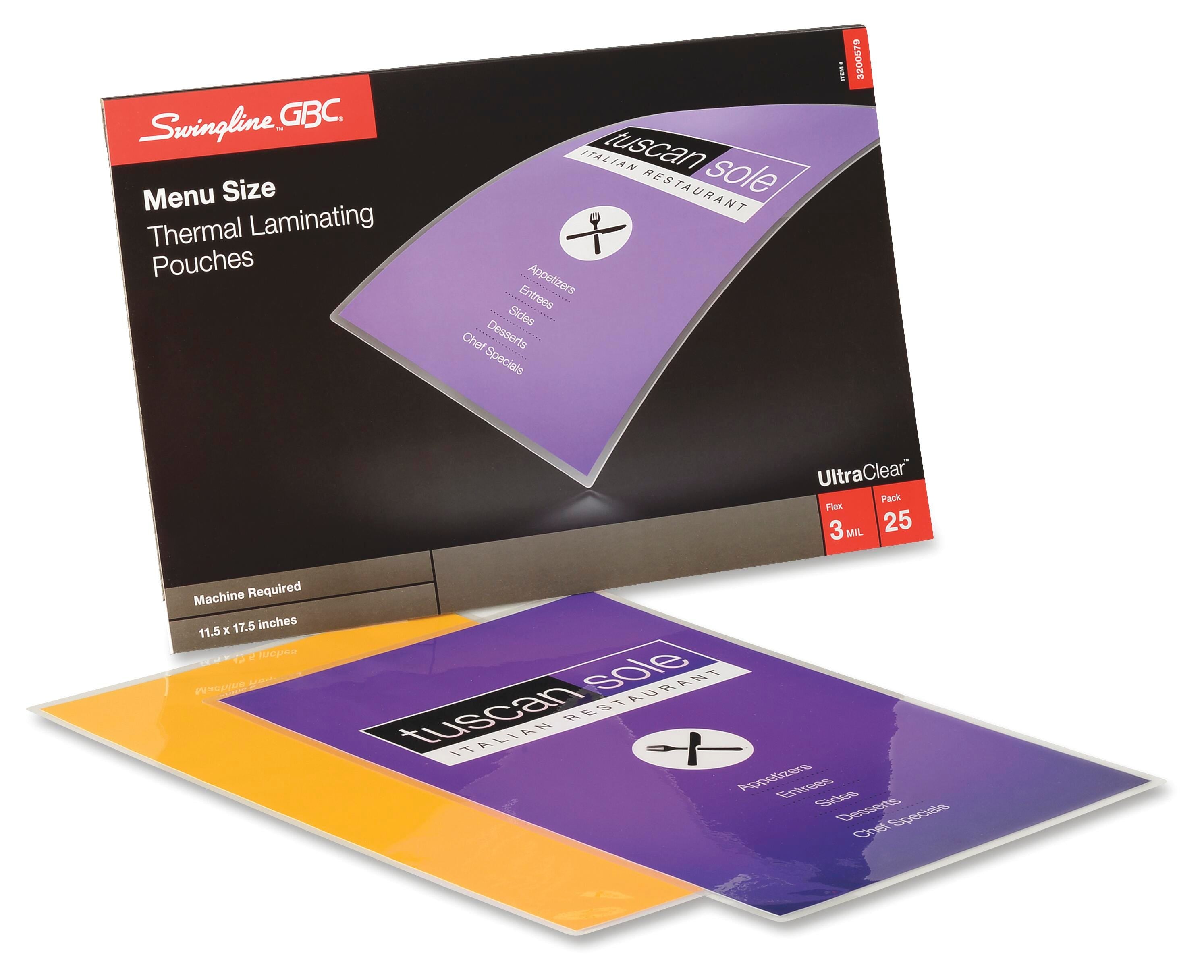LAMINATING POUCH - MENU SIZE - 11-1/2 X 17-1/2 - 3MIL - PACK OF 25