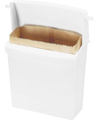 RECEPTACLE - COMPACT SANITARY NAPKIN RECEPTACLE - 10-4/5 W X 5-3/10 D X 12-1/2 H IN - WHITE COLOR - EACH