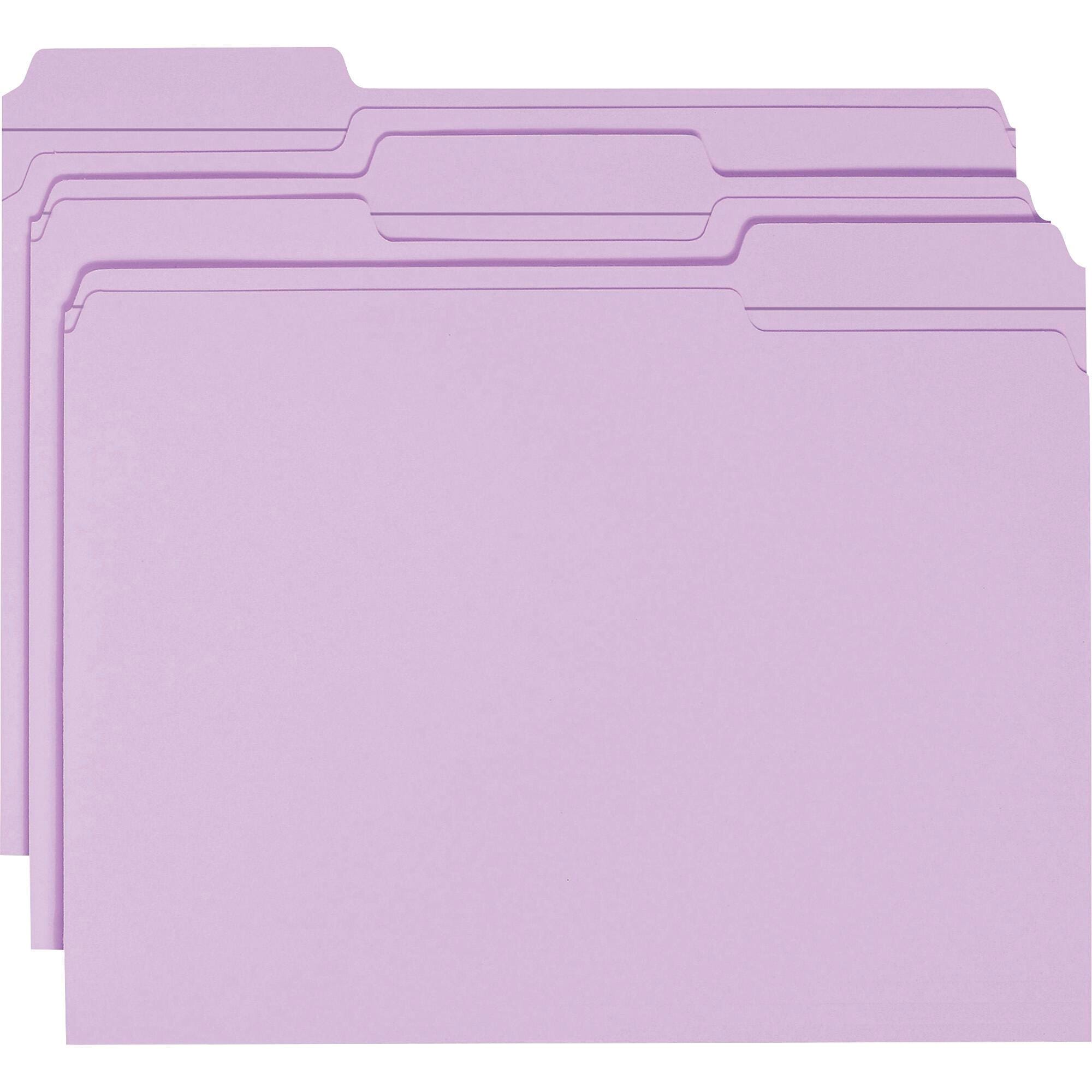 FILE FOLDER LETTER 1/3 CUT LAVENDER PK OF 100 SMD12434