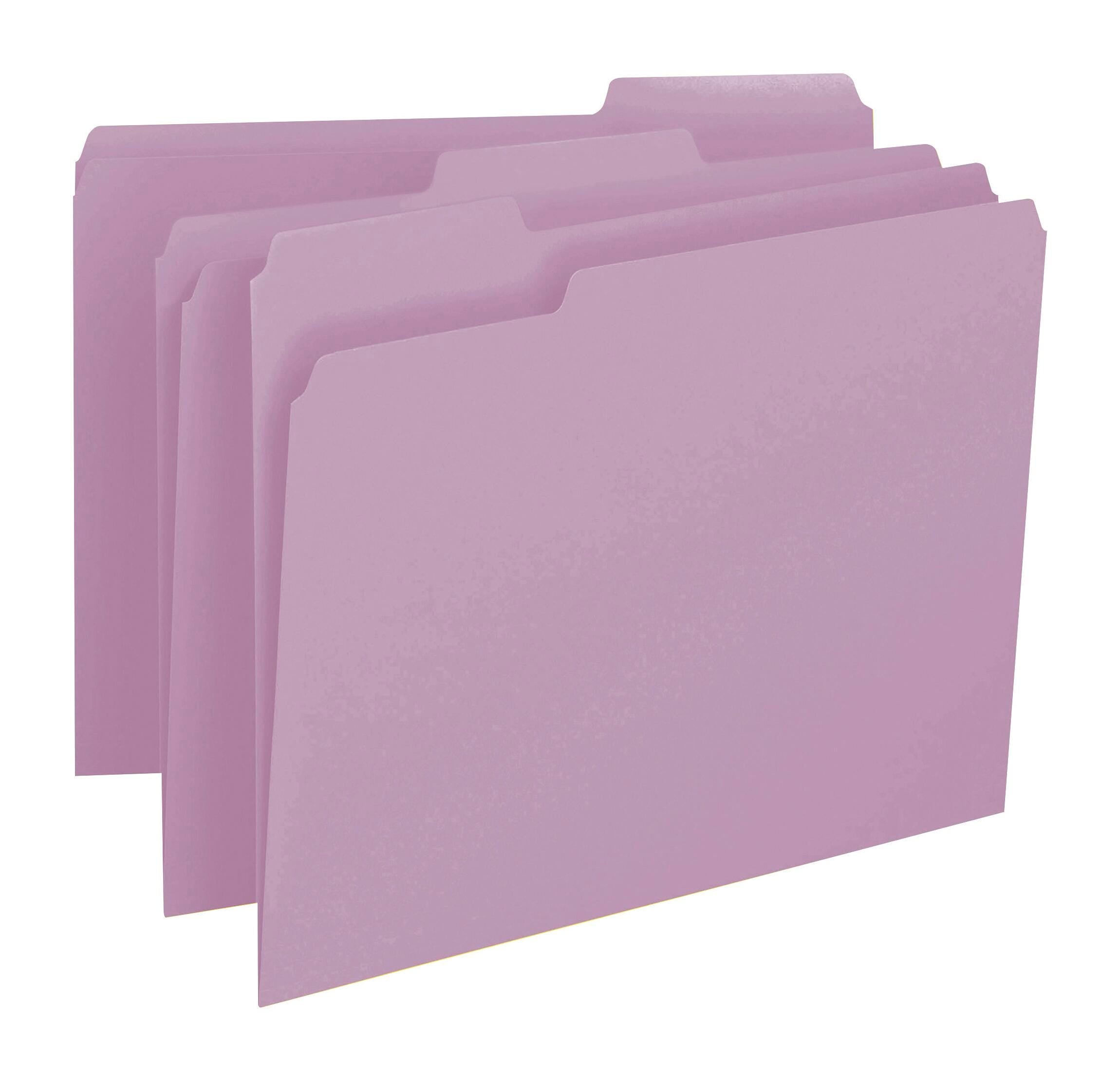 FILE FOLDER LETTER 1/3 CUT LAVENDER PK OF 100 SMD12443