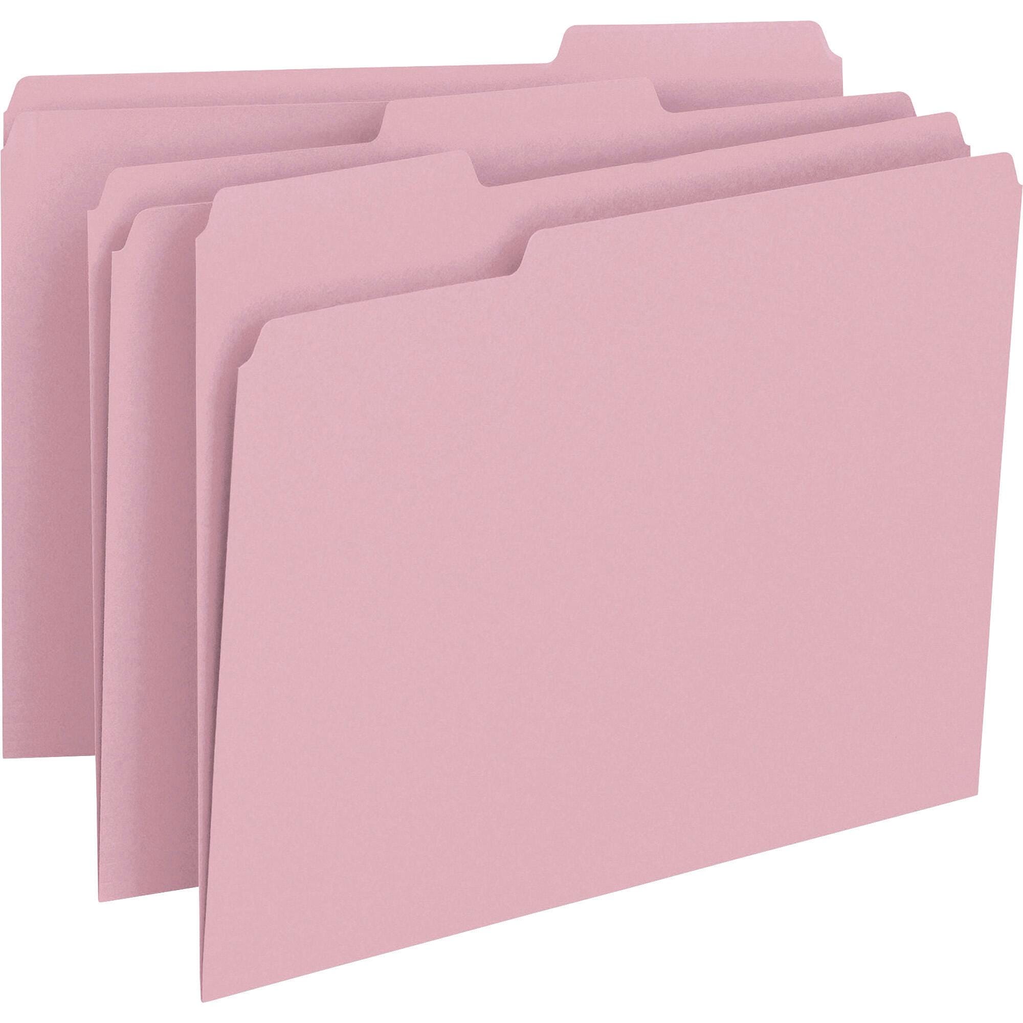 FILE FOLDER LETTER 1/3 CUT PINK PK OF 100 SMD12643