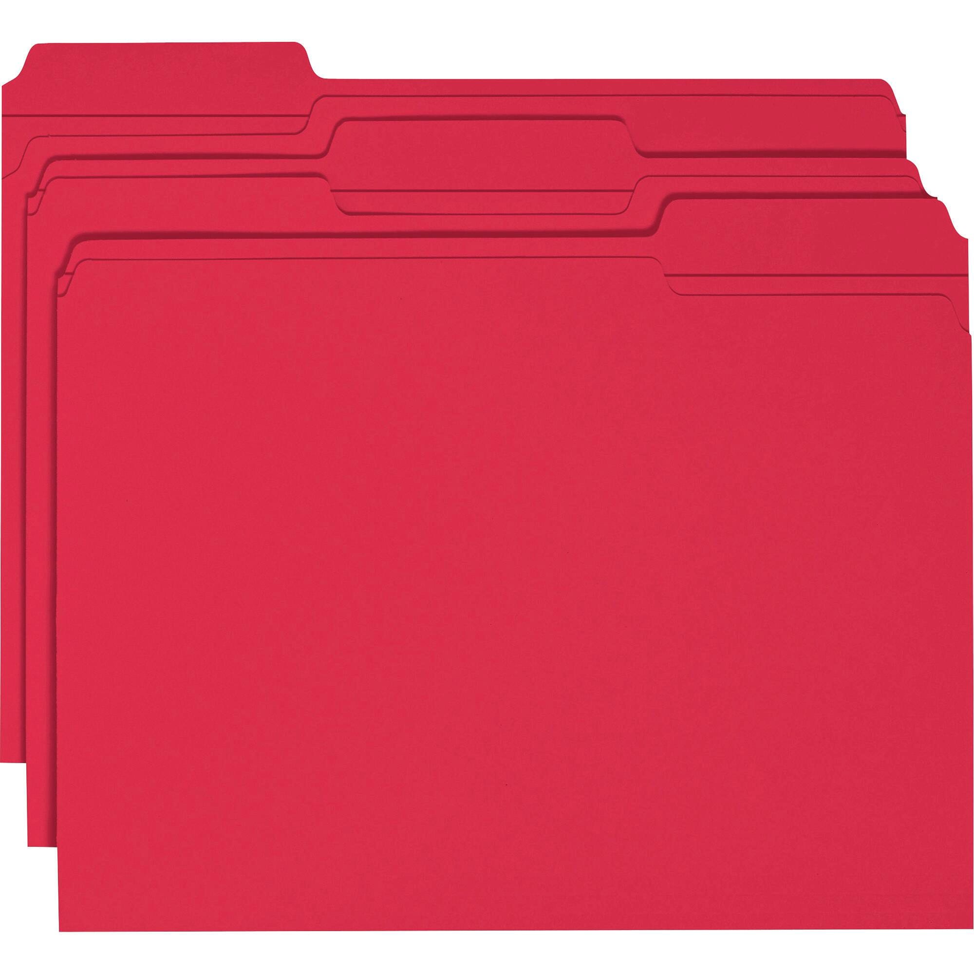 FILE FOLDER LETTER 1/3 CUT RED PK OF 100 SMD12734
