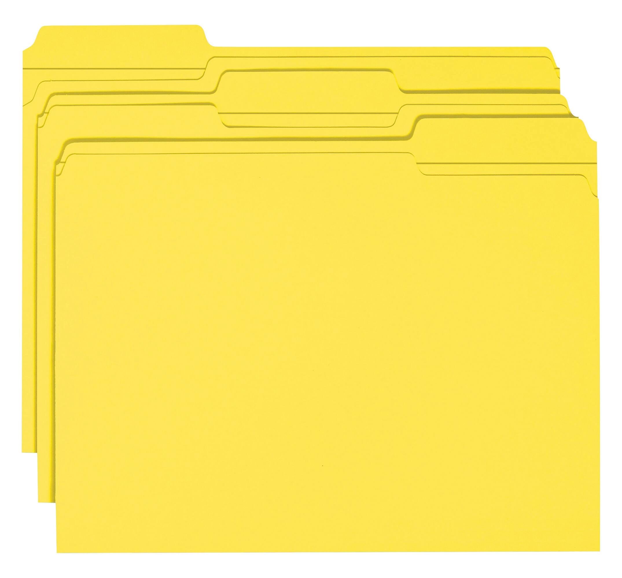 FILE FOLDER LETTER 1/3 CUT YELLOW PK OF 100 SMD12934