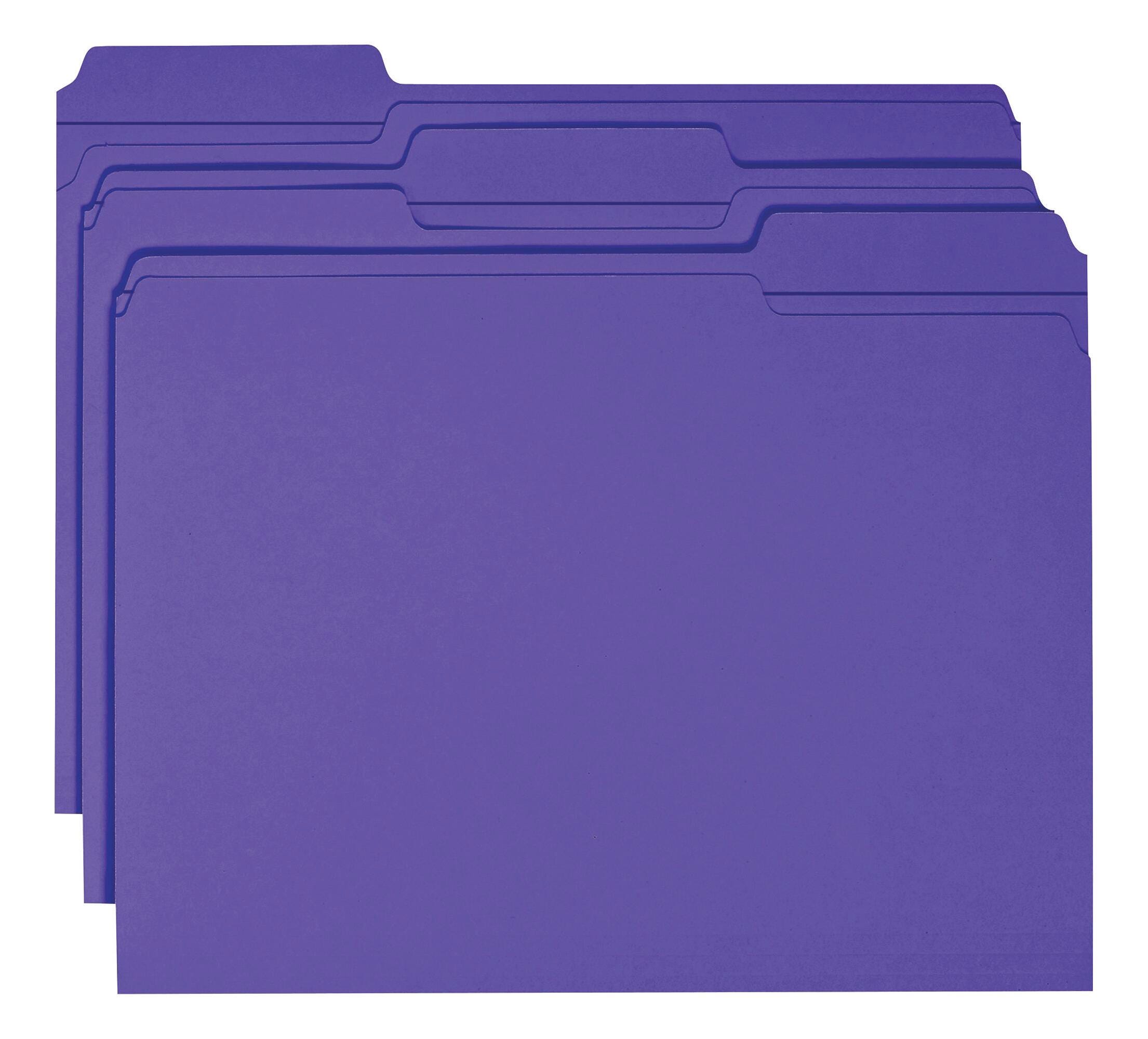 FILE FOLDER LETTER 1/3 CUT PURPLE PK OF 100 SMD13034