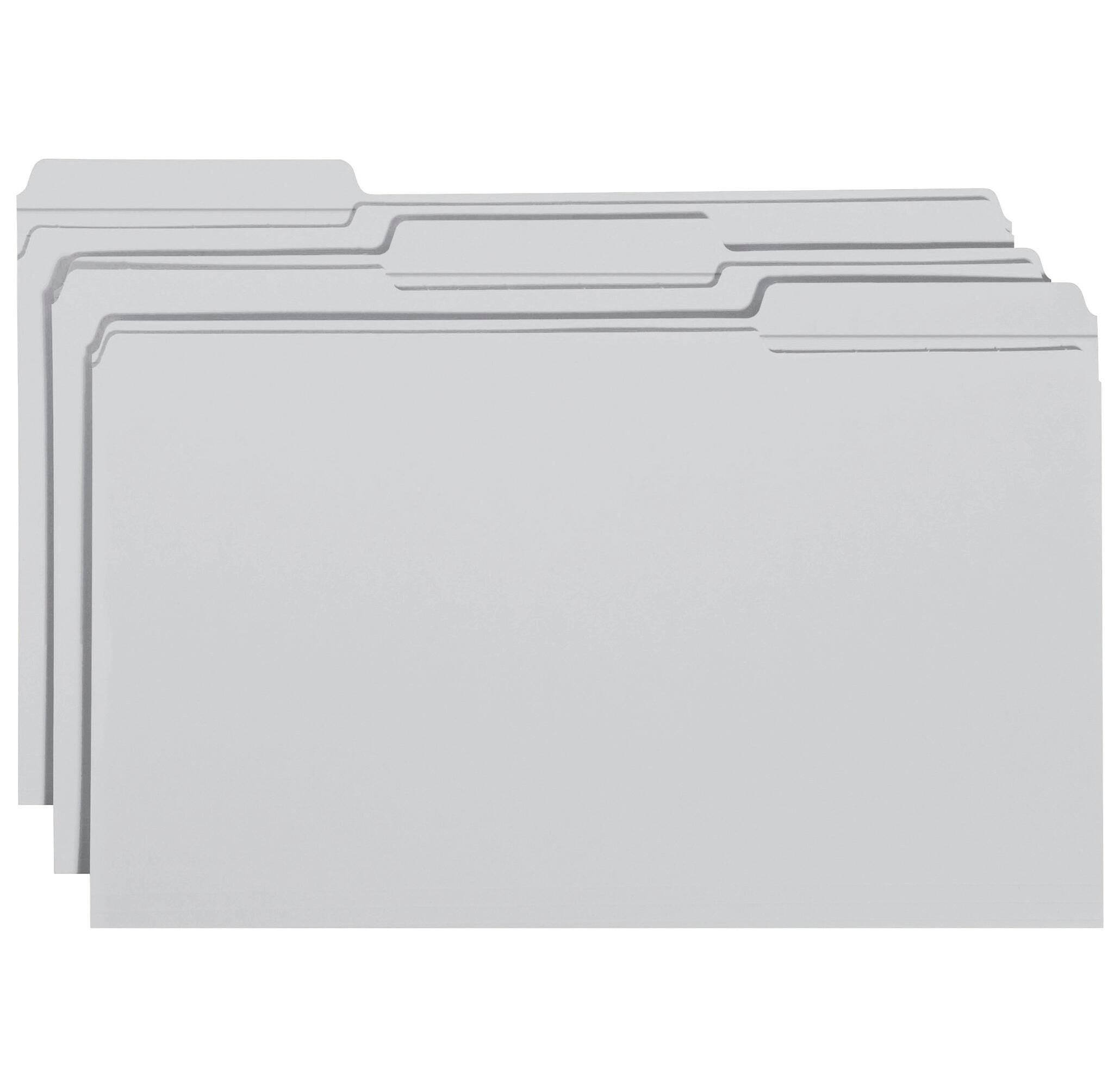 FILE FOLDER LEGAL 1/3 CUT GRAY PK OF 100 SMD17334