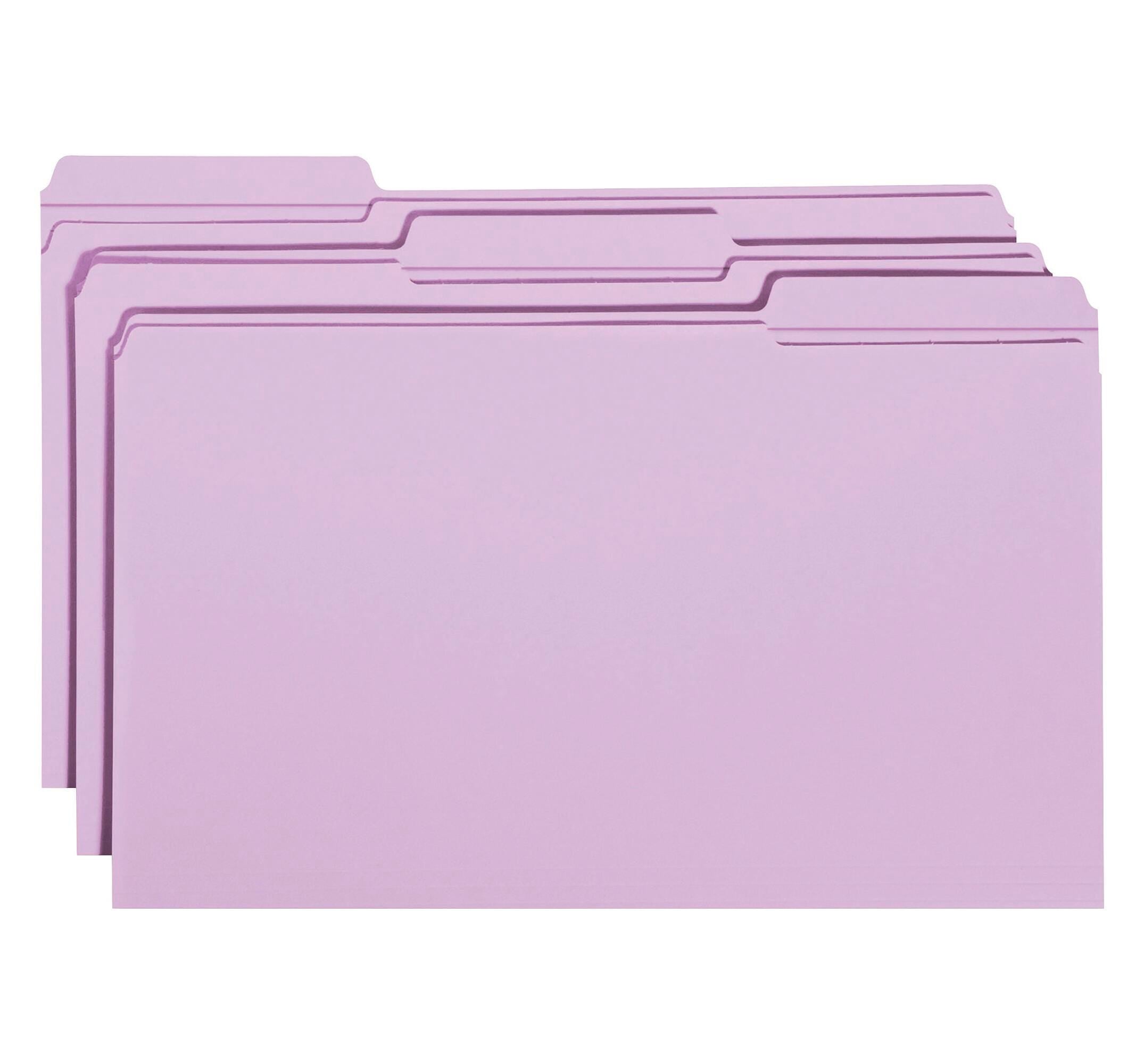 FILE FOLDER LEGAL 1/3 CUT LAVENDER PK OF 100 SMD17434