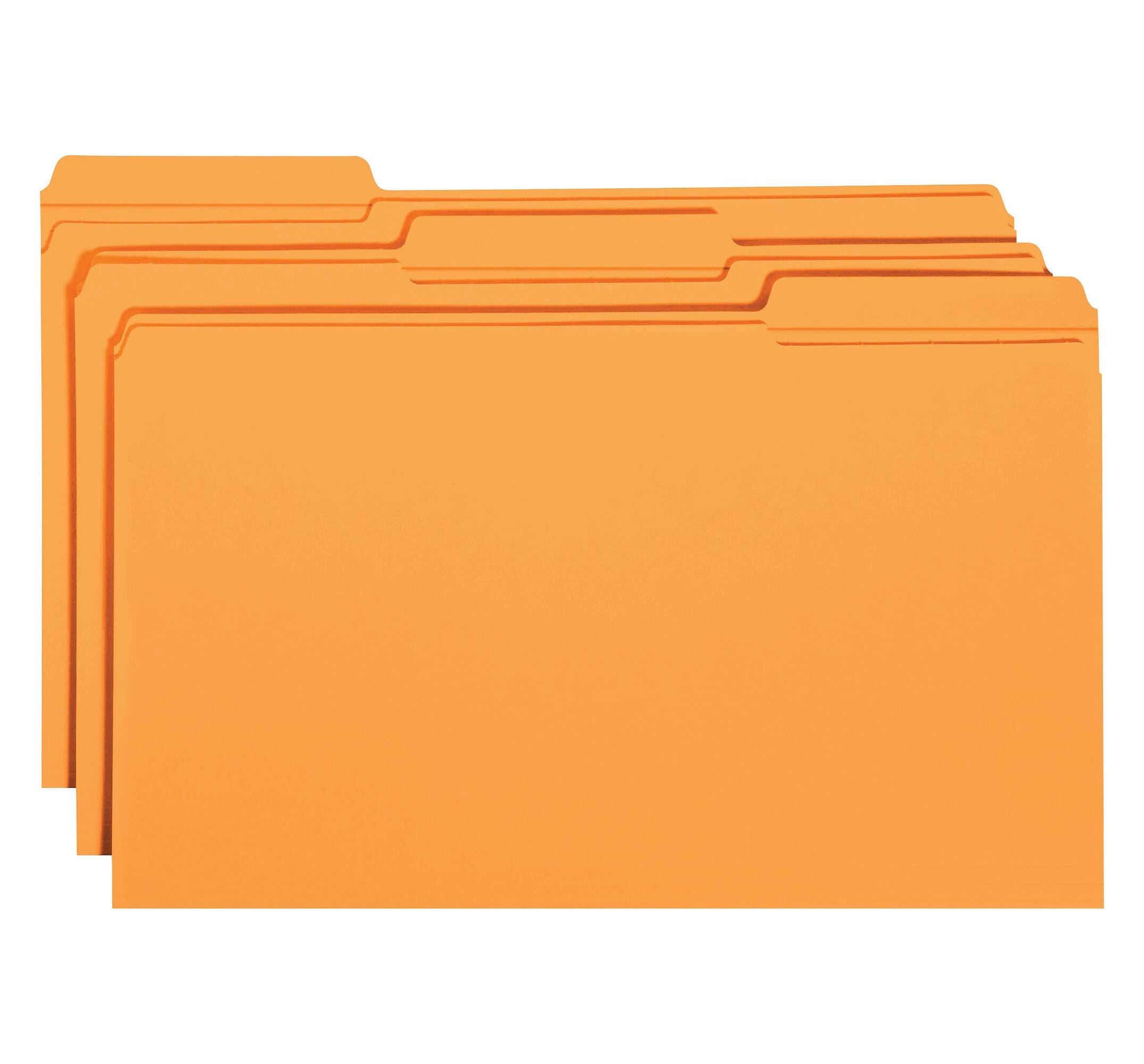 FILE FOLDER LEGAL 1/3 CUT ORANGE PK OF 100 SMD17534