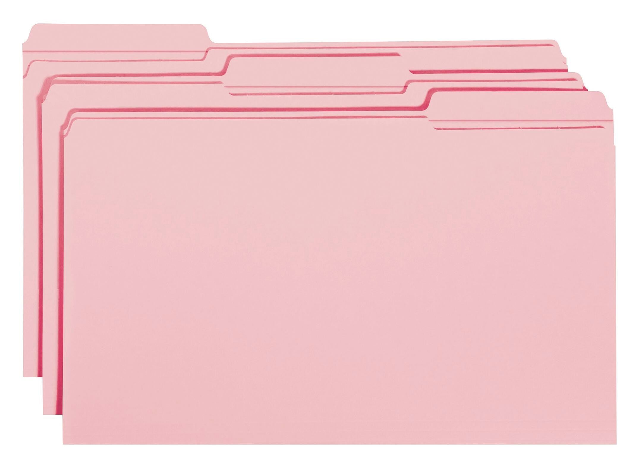 FILE FOLDER LEGAL 1/3 CUT PINK PK OF 100 SMD17634