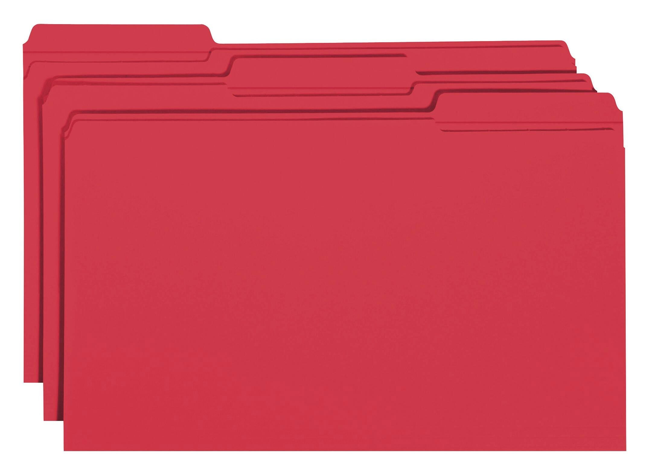 FILE FOLDER LEGAL 1/3 CUT RED PK OF 100 SMD17734