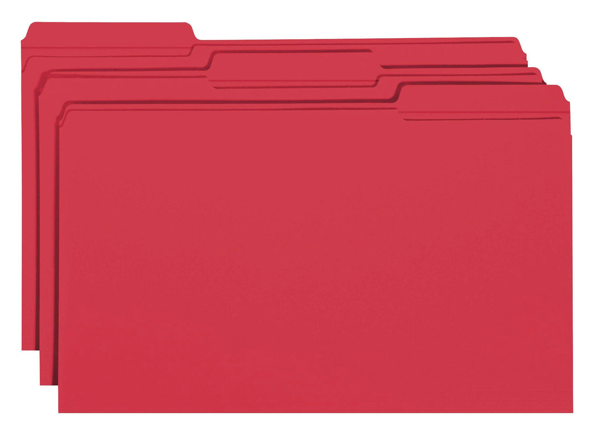 FILE FOLDER LEGAL 1/3 CUT RED PK OF 100 SMD17734