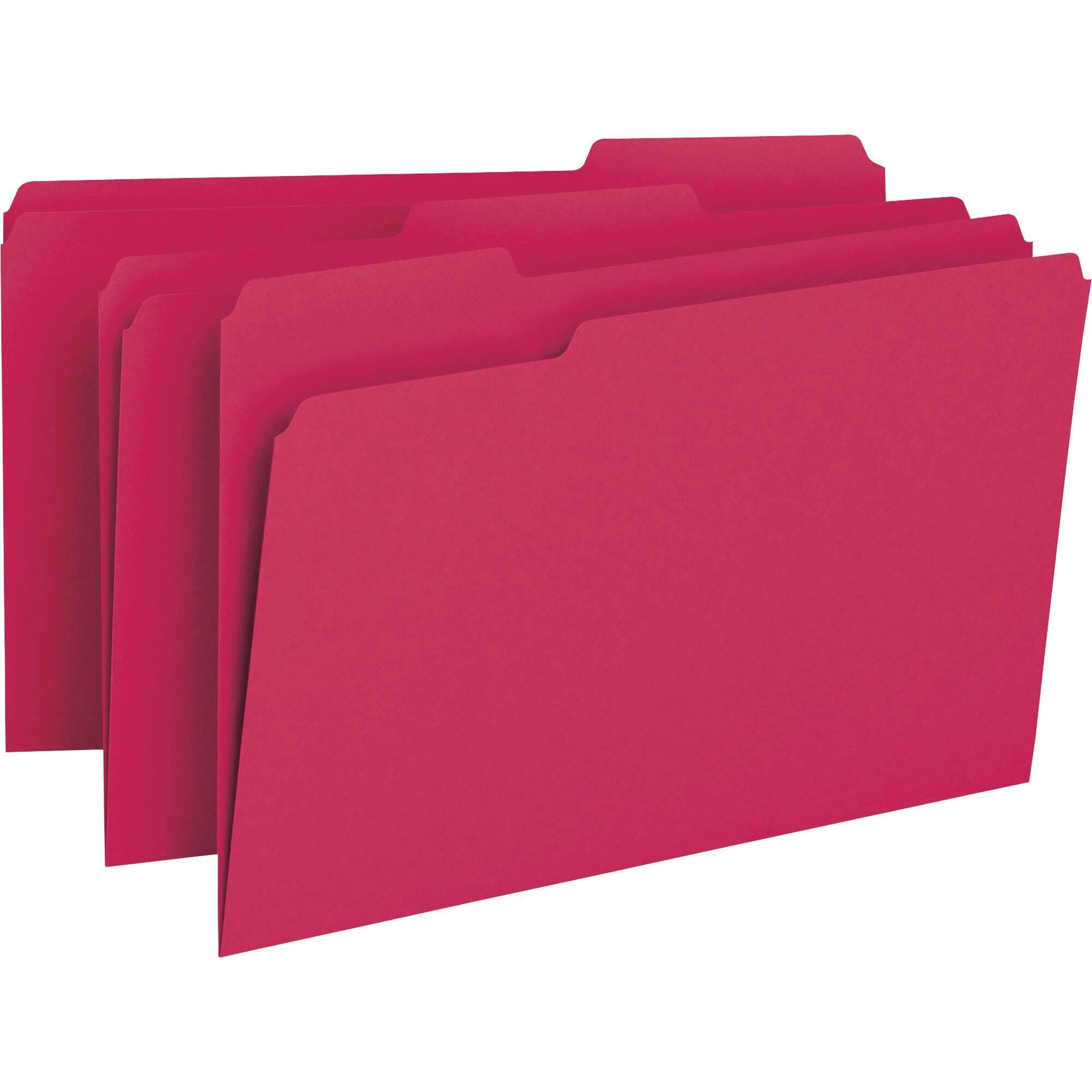 FILE FOLDER LEGAL 1/3 CUT RED PK OF 100 SMD17743