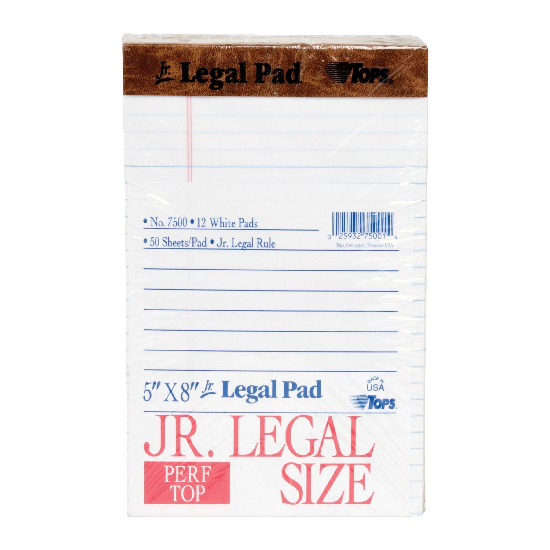 PAD LEGAL 5X8 IN WHITE 50 SHTS PK OF 12 TOP7500