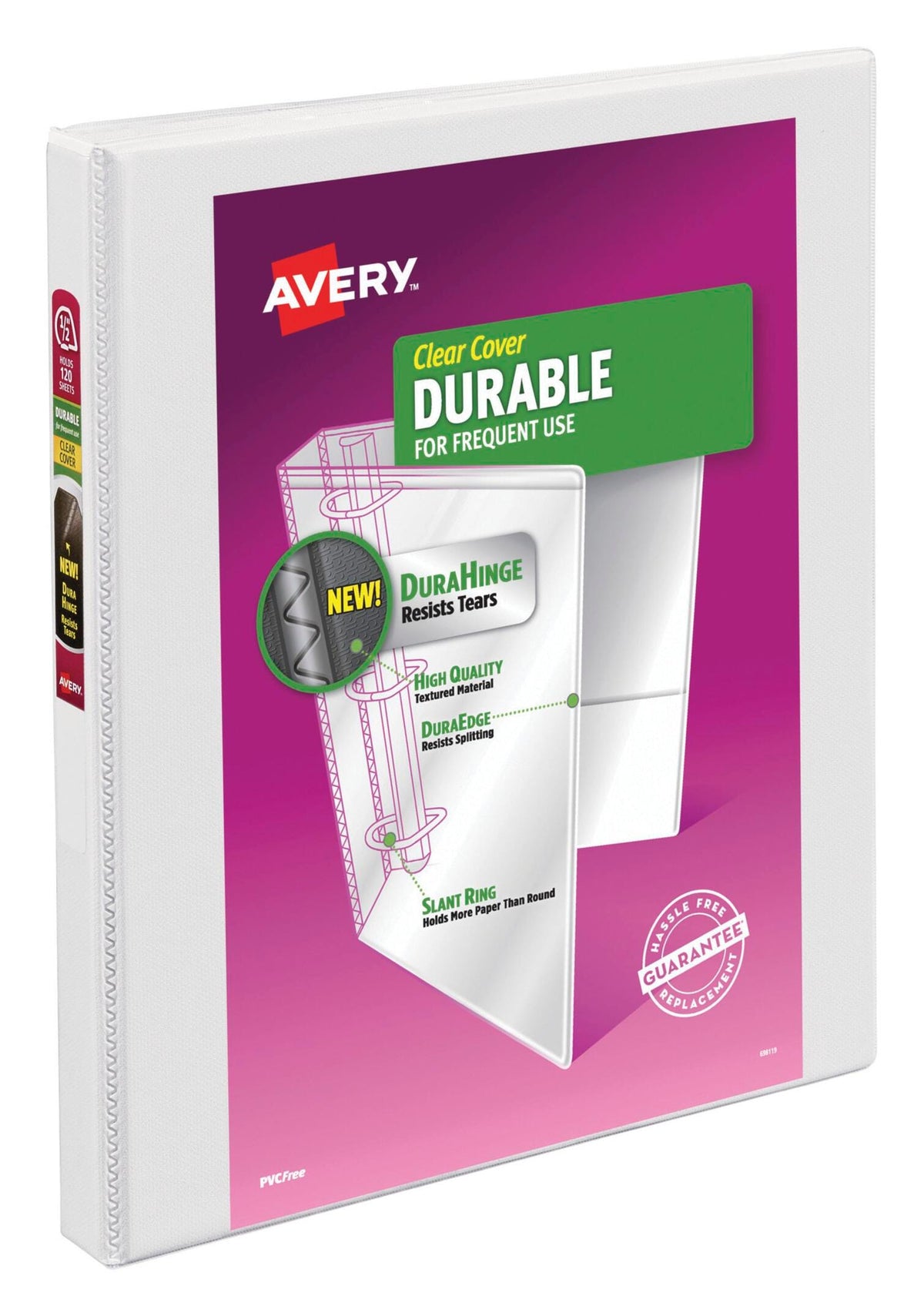 BINDER VIEW AVERY 1/2 IN SLANT RING WHITE AVE17002