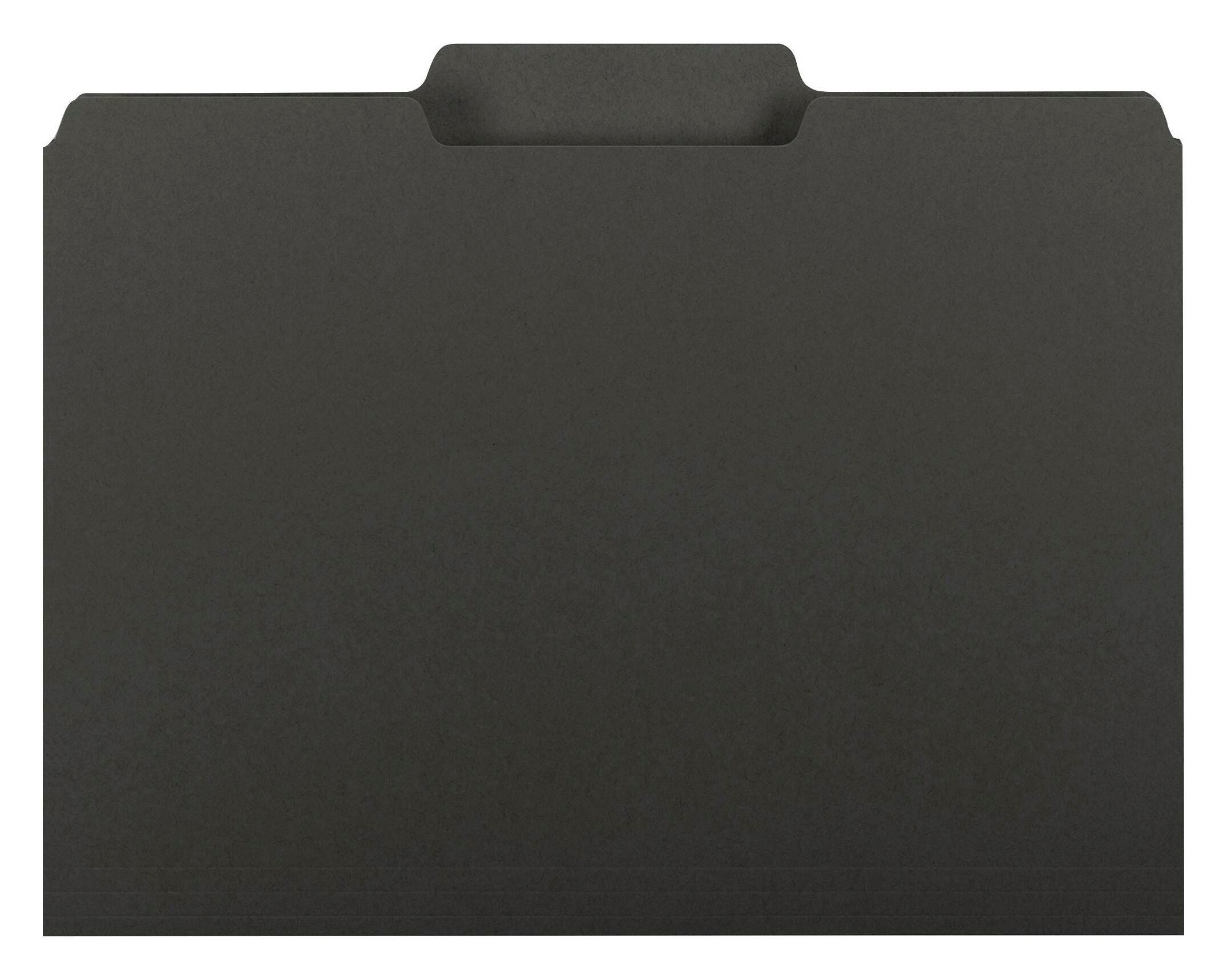 FILE FOLDER INTERIOR LETTER 1/3 CUT BLACK PK OF 100 SMD10243