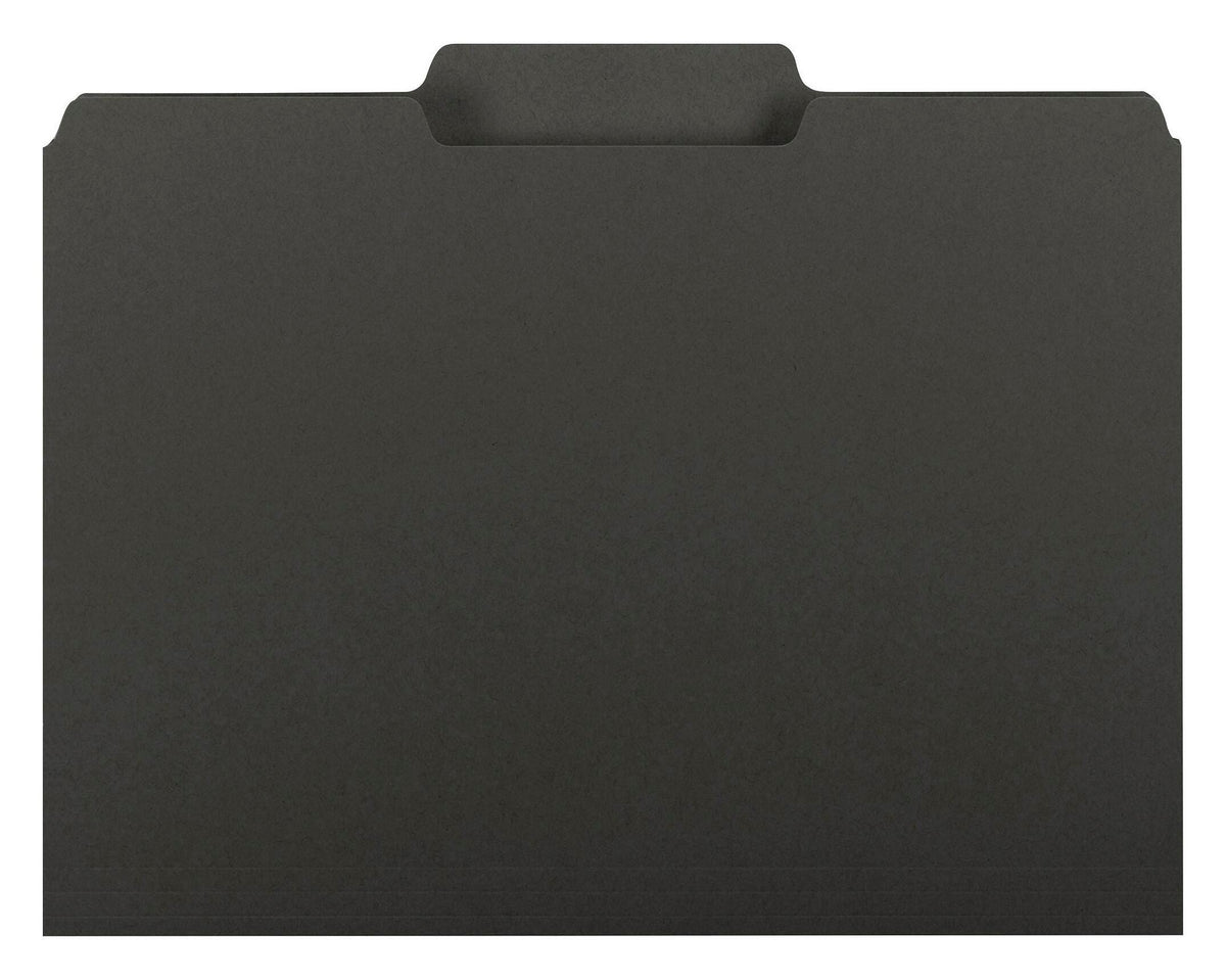 FILE FOLDER INTERIOR LETTER 1/3 CUT BLACK PK OF 100 SMD10243